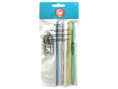 bulk buys GW851 - 4 Piece Anodized Aluminum Crochet Hook Set with Scissors