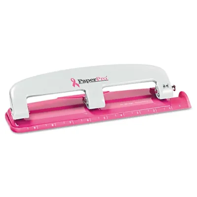 BLACK BOX CORPORATION 2188 - EZ Squeeze 12-Sheet Pink 3-Hole Punch