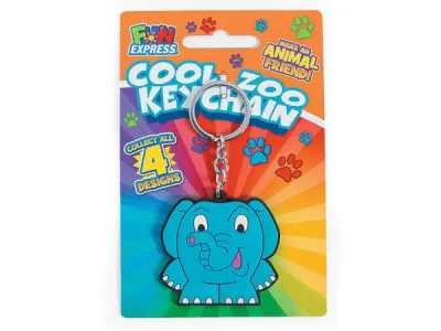 bulk buys KA793 - Assorted Zoo Animal Keychains for Fun Key Organization