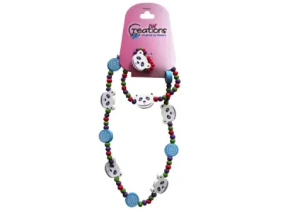 bulk buys DD342 - Panda Themed 3-Piece Jewelry Set: Necklace, Bracelet, Ring