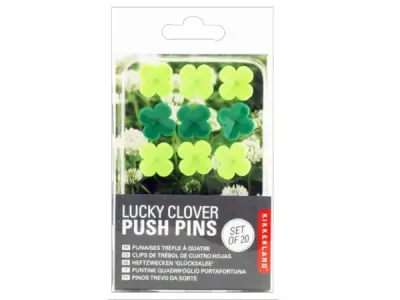 Bulk Buys CS176 - Kikkerland 20-Piece Lucky Clover Push Pins Set