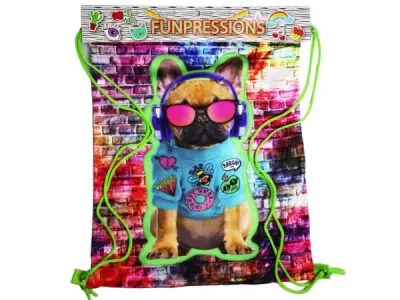 bulk buys FB787 - Funpressions Rad Bulldog Drawstring Backpack - Fun & Functio