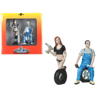 Motorhead Miniatures MH768 - Michele and Derek Tire Brigade 1:18 Scale Figurine Set