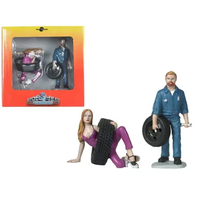 Motorhead Miniatures MH769 - Val and Gary Tire Brigade 2-Piece Figurine Set 1:18 Scale
