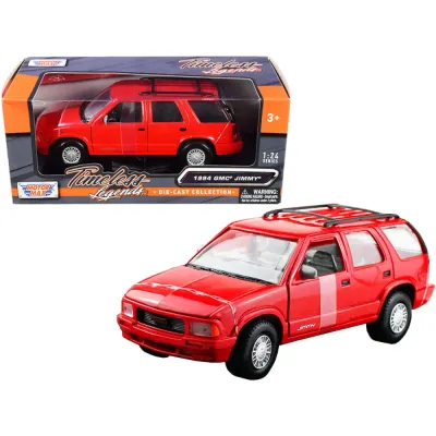 Motormax 73206r - 1994 GMC Jimmy Red Diecast Model Car with Roof Rack 124