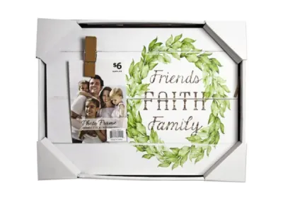 bulk buys BJ388 - 14 x 11 Friends Faith Family Wall Art with Photo Clip