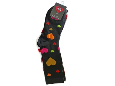 bulk buys BJ391 - Assorted Heart Print Socks for Valentines Day