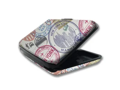 bulk buys EC525 - Stylish City Stamps Print RFID Security Wallet
