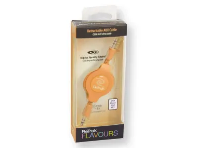 bulk buys EN921 - ReTrak 5ft Retractable Aux Audio Cable - Orange