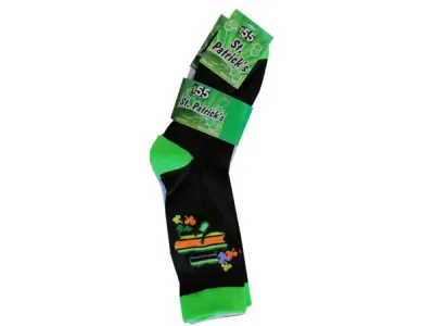 bulk buys BJ392 - Assorted Clover Socks for St. Patricks Day - 3 Pack
