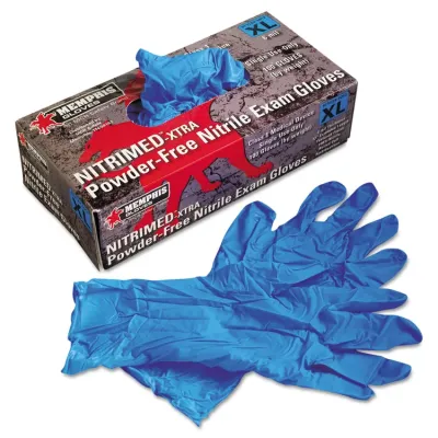 MCR SAFETY 6012XL - XL Blue Nitrile Powder-Free Disposable Gloves