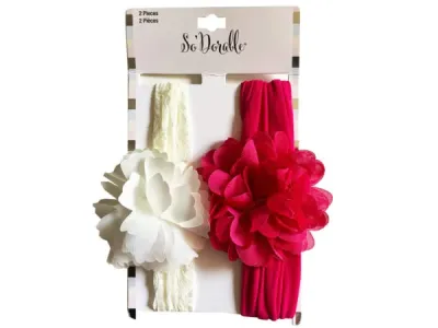 Bulk Buys KA849 - Floral Headwraps Set - 2 Pack with Unique Bows