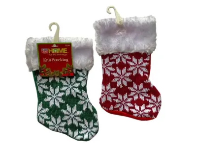 bulk buys HR464 - Snowflake Themed Mini Plush Christmas Stockings