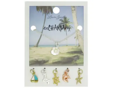 Bulk Buys GW876 - Charming Nautical Pearl & Beach-themed Necklace Set