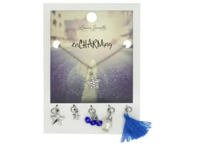 Bulk Buys GW868 - Charming Silver Star Necklace with Gem Accents