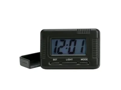 bulk buys CR091 - Compact Black Digital Clock with Night Light Feature
