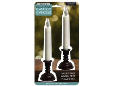 Bulk Buys GE630 - Set of 2 Warm White LED Stick Candles