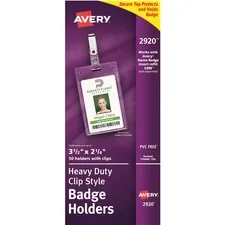 Avery Dennison AVE 2920 - Avery Heavy-Duty Secure Top Clip-Style Badge Holders - Suppo