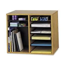SAFCO PRODUCTS SAF 9420MO - Safco Adjustable 12-Slot Wood Literature Organizer - 12 Comp
