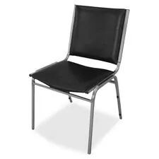 Lorell LLR 62502 - Lorell Padded Armless Stacking Chairs - Black Vinyl Seat - V