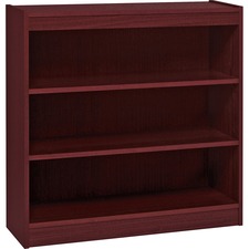 Lorell LLR 60071 - Lorell Panel End Hardwood Veneer Bookcase - 36 x 12 x 36 - 3