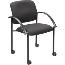 Lorell LLR 65965 - Lorell Guest Chair with Arms - Black Seat - Black Steel Fram