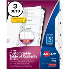 Avery Dennison AVE 11075 - Avery Customizable Table of Contents Dividers, Ready Index(R