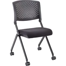 Lorell LLR 41848 - Lorell Nesting Folding Chair - Black Fabric Seat - Black Pla