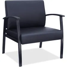 Lorell LLR 68557 - Lorell Big & Tall Black Leather Guest Chair - Steel Frame - 