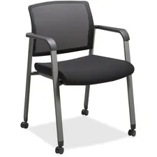 Lorell LLR 30953 - Lorell Mesh Back Guest Chairs with Casters - Black Fabric Se