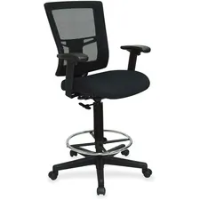 Lorell LLR 43100 - Lorell Mesh Back Drafting Stool - Black Seat - Black Back - 