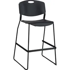 Lorell LLR 62535 - Lorell Heavy-duty Bistro Stack Chairs - Black Plastic Seat -