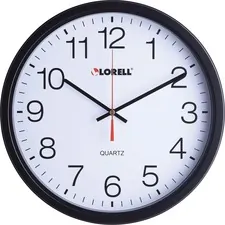 Lorell LLR 61008 - Lorell 12-12 Slimline Wall Clock - Analog - Quartz - Black -