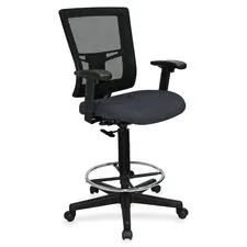 Lorell LLR 4310046 - Lorell Mesh Back Drafting Stool - Fuse Azurean Seat - Black 