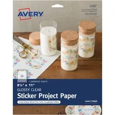 Avery Dennison AVE 04397 - Avery Inkjet Printable Adhesive Paper - Glossy, Clear - Lett