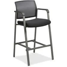 Lorell LLR 30954 - Lorell Mesh Back Guest Stool - Black Fabric Seat - Square Ba