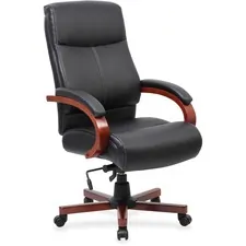 Lorell LLR 69531 - Lorell Executive Chair - Black Leather Seat - Black Leather 