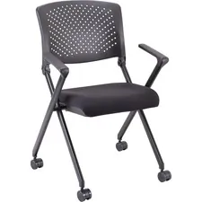 Lorell LLR 41847 - Lorell Plastic ArmsBack Nesting Chair - Black Fabric Seat - 