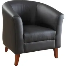 Lorell LLR 82098 - Lorell Leather Club Chair - Four-legged Base - Black - Bonde