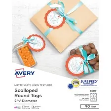 Avery Dennison AVE 80511 - Avery Textured Round Scallop Tags - 2.50 Diameter - Round Sc