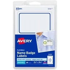 Avery Dennison AVE 05151 - Avery Flexible Name Badge Labels - 2 13 Height x 3 38 Width 