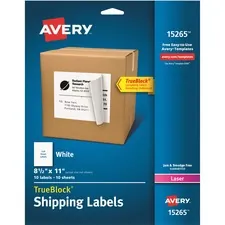 Avery Dennison AVE 15265 - Avery Easy Peel White Shipping Labels - Permanent Adhesive -