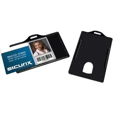 BAUMGARTENS BAU 68310 - SICURIX Horizontal Black Frame ID Card Holder - Plastic - 25