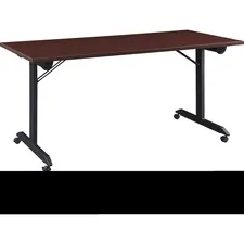 Lorell LLR 60740 - Lorell Mobile Folding Training Table - Rectangle Top - Powde