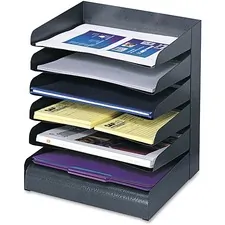 SAFCO PRODUCTS SAF 3128BL - Safco Slanted Shelves Steel Desk Tray Sorter - 6 Tier(s) - D