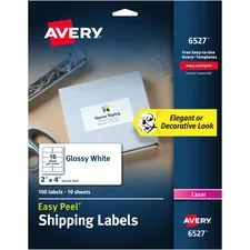 Avery Dennison AVE 06527 - Avery Easy Peel Glossy Shipping Labels - 2 Height x 4 Width 