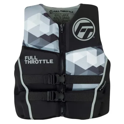 Full Throttle 142500-701-060-22 - Full Throttle Mens Flex-Back Life Jacket - BlackGrey - 2XL
