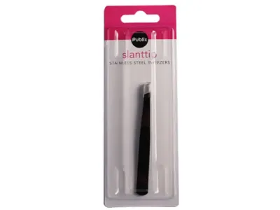 bulk buys MK429 - Deluxe Slant Tip Black Tweezers for Precision Grooming