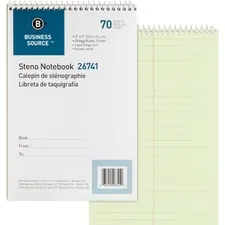 Business Source BSN 26741 - Business Source Steno Notebook - 70 Sheets - Wire Bound - Gr