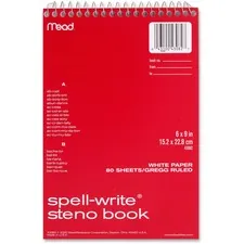 ACCO Brands MEA 43082 - MeadWestvaco Spell-Write Steno Book - 80 Sheets - 6 x 9 - Wh